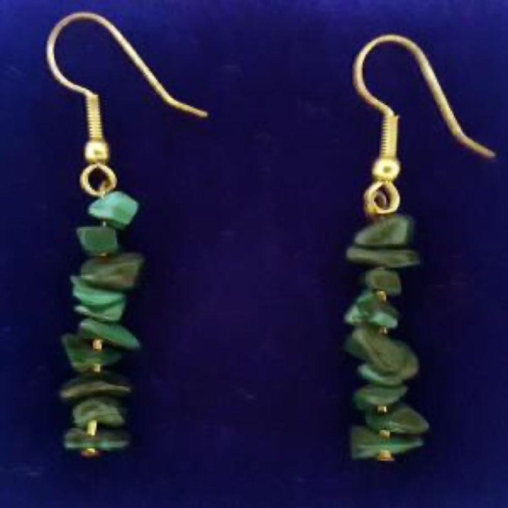 New Loose Natural Green Aventurine Gold Sterling Silver Hook Handmade Earrings - Picture 6 of 9